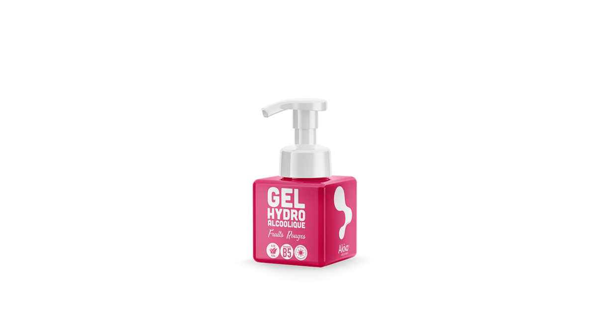 Push Cube gel hydroalcoolique 250 ml Fruit Rouge Désinfection Gel